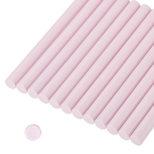 MECCANIXITY 12 Pcs Pure Pink Cylinder Sealing Wax Stick Glue Gun Wax Seal Rod by MECCANIXITY