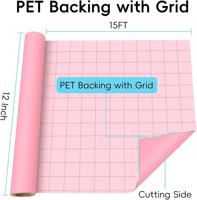 Aoder Permanent Adhesive Vinyl Roll 12" × 15FT, Matte Pink | Sticker Vinyl - Image 3