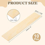 MECCANIXITY 10Pcs Wood Strips Slats, 5/64" x 1‑5/8" x 8" Thin Wood Sticks Flat - Image 2