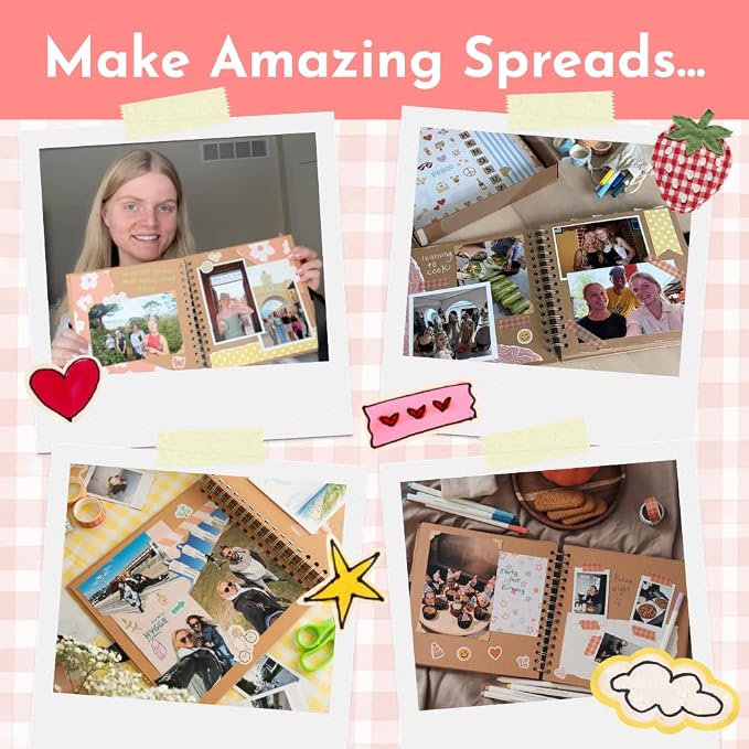 Scrapbook Kit - 80 Page Photo Album DIY Scrapbook - Holds 300+ Photos, - Image 6