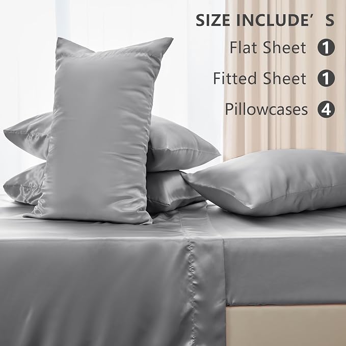 CozyLux Satin Sheets Queen Size Bed Set - Image 6