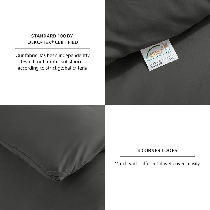 CozyLux California King Comforter Set Dark Grey, 3 Pieces Cal King Solid - Image 4