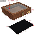 MOOCA Tempered-Glass Top 2 pieces Set Small Wooden Jewelry Display Case - Image 3