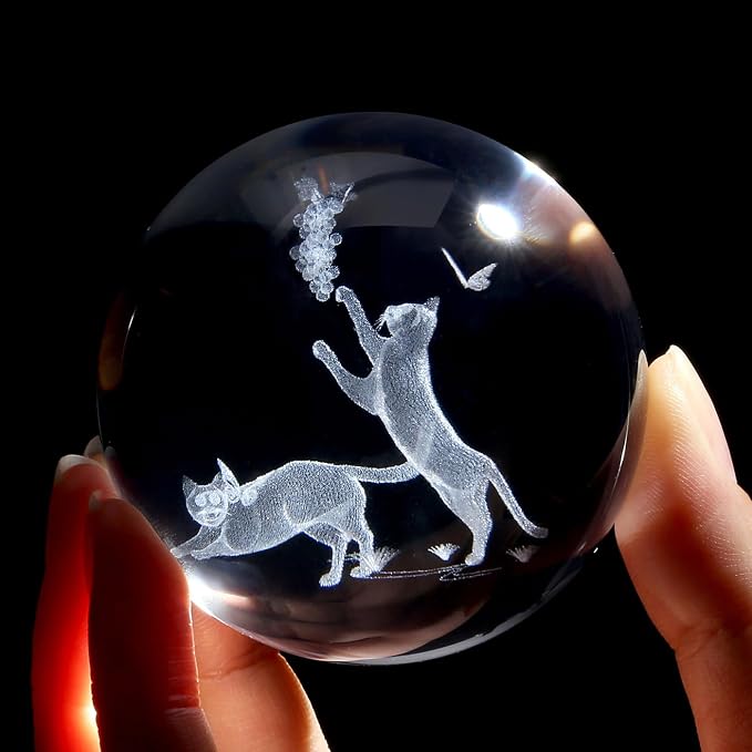 MAIBAOTA 3D Cat Decor Crystal Ball 2.4 Inches Glass Ball Cat Gifts - Image 4