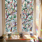 Retro Flowers Window Privacy Film, Magnolia Stained Glass Decorative Window Film by Unknown