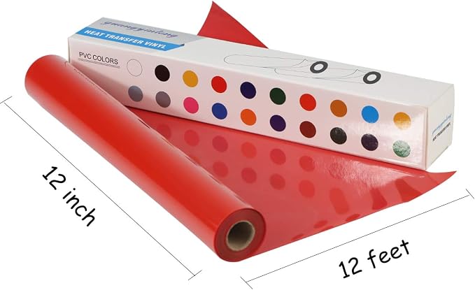 guangyintong Heat Transfer Vinyl Red HTV Rolls, Glossy Surface Red HTV Vinyl - Image 5