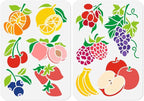 2pcs 11.69"x8.27" Fruit Wall Stencil Templates, Lemon Grape DIY Home Decor by Doodlream