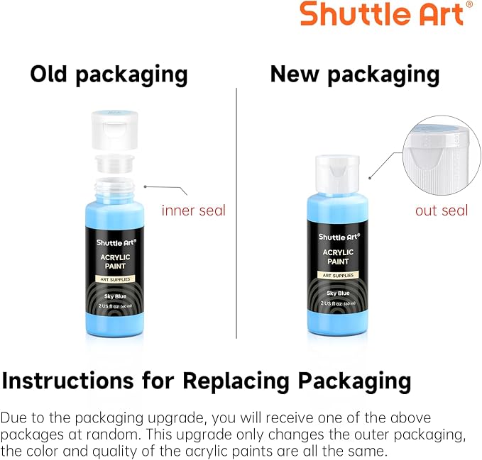Shuttle Art Acrylic Paint, 50 Colors Acrylic Paint Set, 2oz/60ml Bottles - Image 9