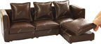 iLAND Dollhouse Furniture Sectional Dollhouse Couch Set Brown Faux Leather Sofa - Image 9