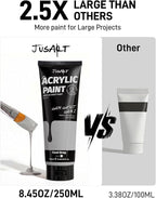 JusArt Gray Acrylic Paint, 8.45oz/250ml Large Tube, Heavy Body Rich Pigment - Image 2