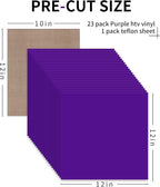 HTVRONT HTV Heat Transfer Vinyl: 24 Pack 12"x12" Purple Iron on Vinyl Sheet | - Image 6