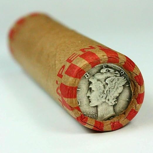 Unsearched Wheat Penny Roll w/Silver Mercury Dime End Old Us Coin Shotgun Lot by Unknown