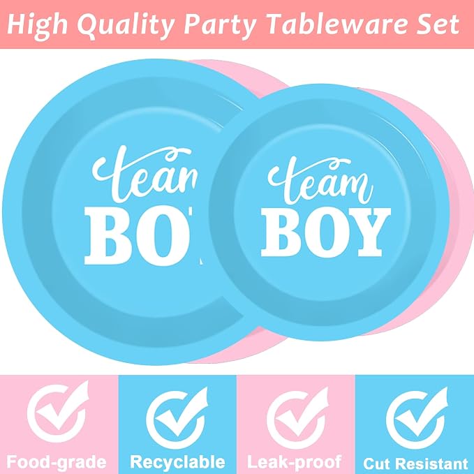 96 PCS Gender Reveal Party Supplies Gender Reveal Plates and Napkins Baby - Image 3