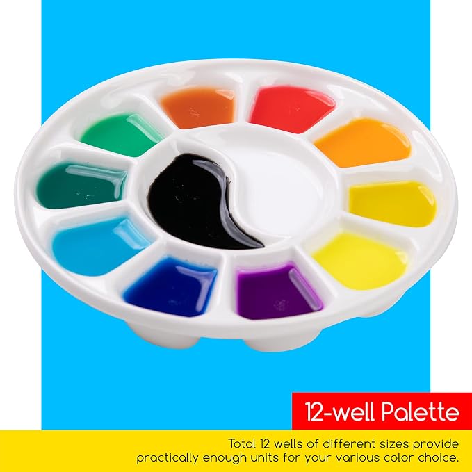 MEEDEN 12-Well Round Porcelain Watercolor Paint Palette - Image 4