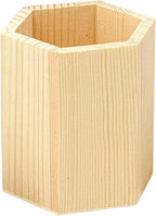 Cregugua 6 Pieces 4 Inch Wooden Pen Holder Hexagon shaped Unfinished Wood - Image 2
