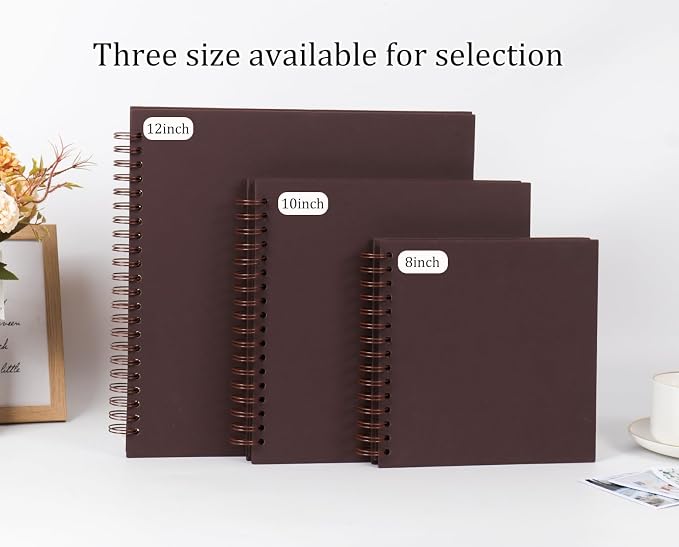 RECUTMS 12x12 Scrapbook 60 Page Kraft Paper DIY Travel Kids Album Coffee | - Image 6