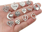 WOCRAFT 100 pcs Mix Antique Silver Heart Beads Charms - Image 3