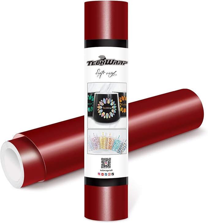 TECKWRAP Permanent Adhesive Vinyl 12" x 10ft, Matte Wine Red by TECKWRAP