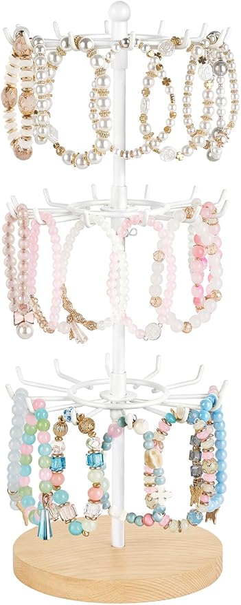 Mkono Bracelet Holder Gold Metal Rotating Bracelet Display Stand 3 Tier Jewelry by Mkono