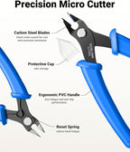 VCELINK Small Wire Cutter Spring-loaded GJ706BL, Precision Flush Cutter Pliers - Image 2