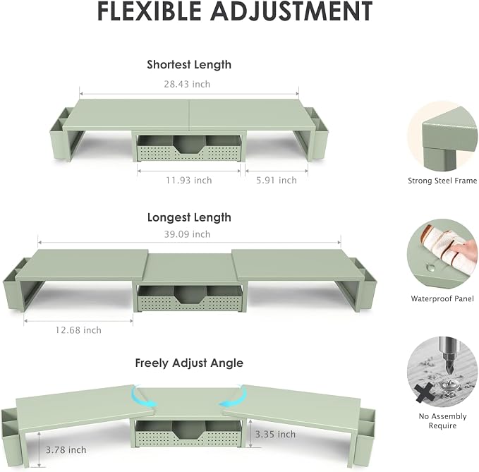 OPNICE Desk Organizers and Accessories, Dual Monitor Stand Riser - Image 3
