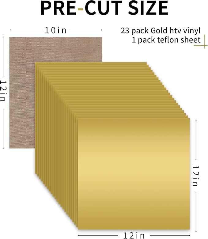 HTVRONT Gold HTV Heat Transfer Vinyl Bundle: 24 Pack 12"x12" Iron on Vinyl | - Image 6