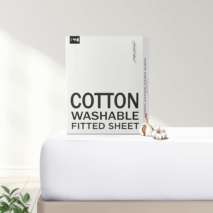 FreshCulture Pure Cotton Fitted Sheets Full Size, 300 Thread Count Percale by FreshCulture