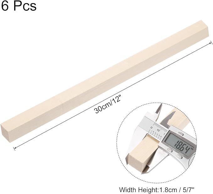 MECCANIXITY 6pcs Wood Sticks, 5/7"x 5/7" x 12" Rectangle Wooden Cube Wood - Image 2