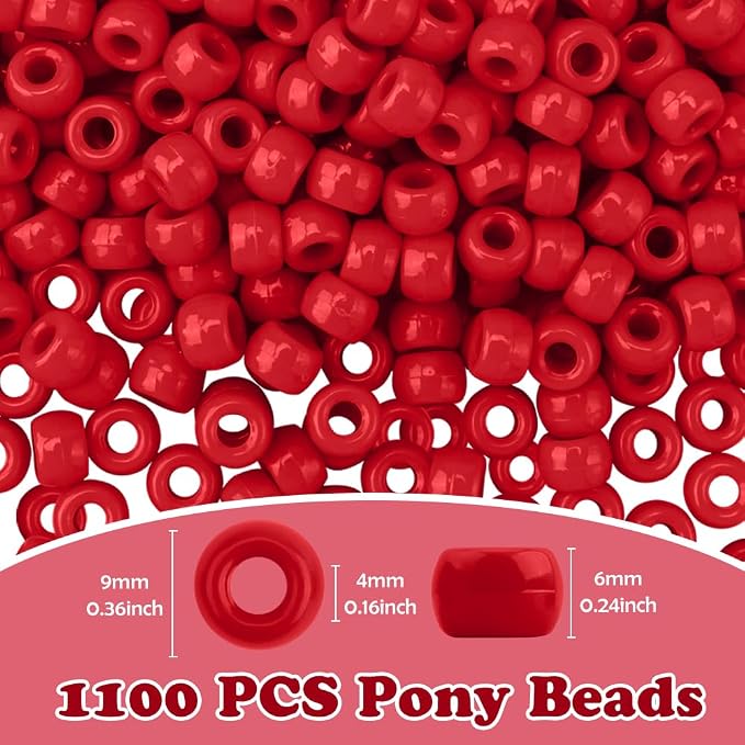 QPIXVB 1100PCS Red Pony Beads, Beads - Image 2