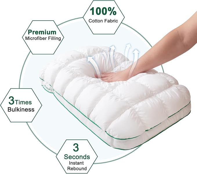 YOUR MOON Fluffy Support Bed Pillow Queen Size Set of 2, Super Soft Premium - Image 3