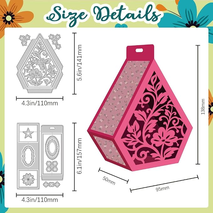 3D Diamond-Shaped Box Metal Cutting Dies Hollow Out Plant Box Die Cuts Carbon - Image 2