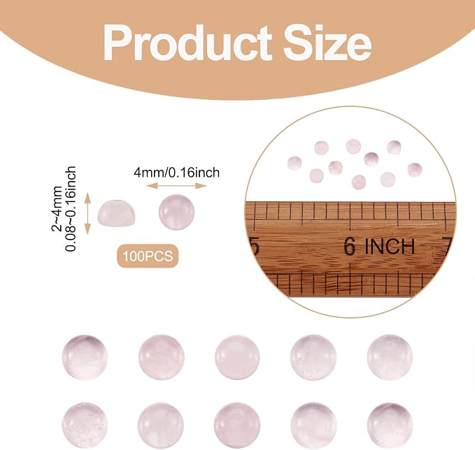 FASHEWELRY 100Pcs Natural Rose Quartz Cabochons Flat Back Gemstone Cabochons - Image 7
