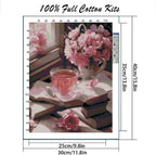 Books and Flowers Stamped Cross Stitch Kits，Flower Embroidery Starter Kit - Image 2