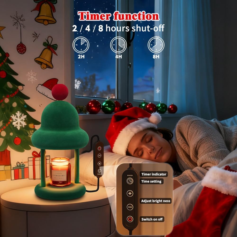 Fuzzy Candle Warmer Lamp with Timer, Dimmable Wax Warmer Lamp, Candle Melter Lamp for Jar Candles, Christmas Birthday Gifts for Mom Women