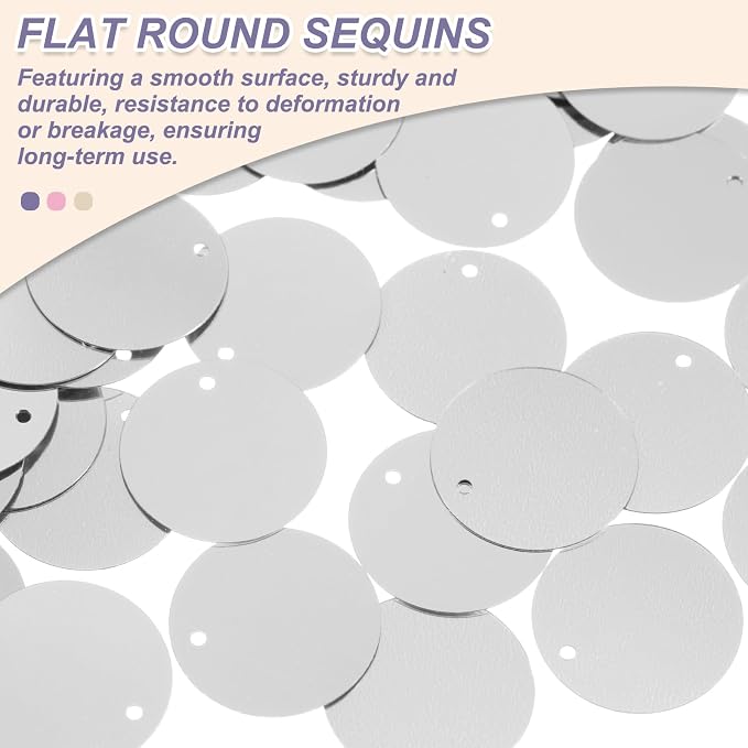 MECCANIXITY 700 Pcs Flat Round Sequins 15mm/0.6 Inch Loose Paillettes Craft - Image 3