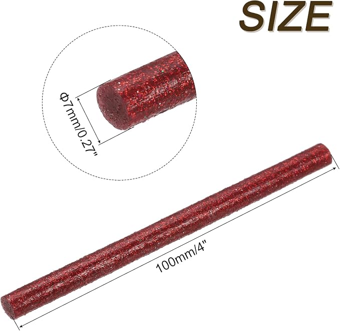 uxcell Mini Hot Glue Sticks for Glue Gun 7mm x 100mm Glitter Bright Red 12pcs - Image 2