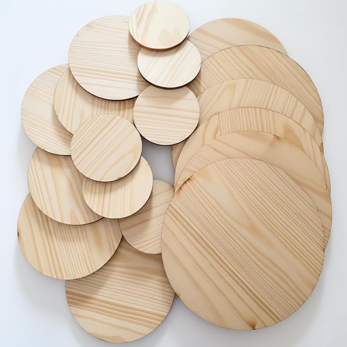 18-Piece Unfinished Wood Slice Set by AMQUAL