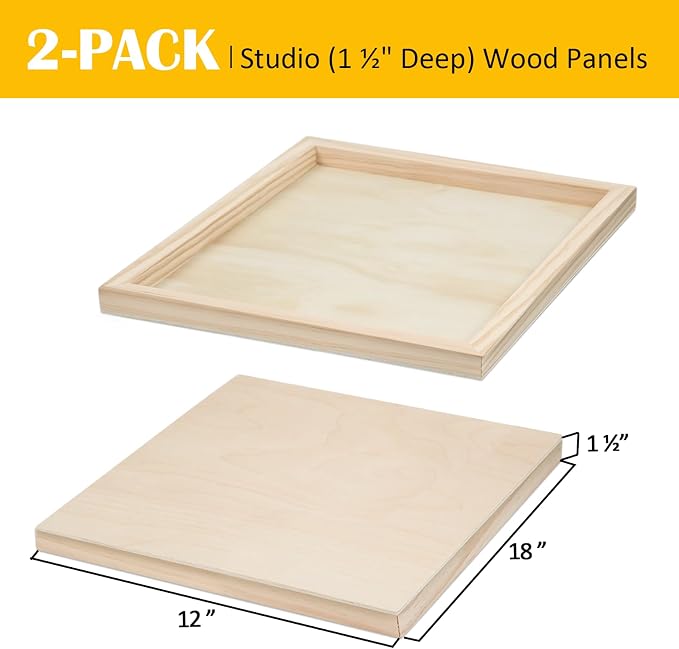 Falling in Art 2 Pack 18x18 Gallery Unfinished Wooden Canvas Panels | Birch - Image 2