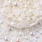 2000PCS AB Color Imitation Half Round Pearls Bead Loose Beads Gems, Mixed Sizes by UYTRDVG