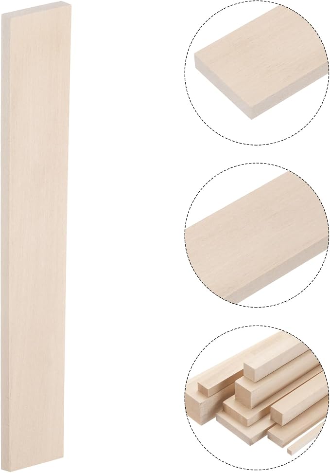 MECCANIXITY 6pcs Wood Sticks, 3/8"x 1.8" x 12" Rectangle Wooden Cube Wood - Image 3