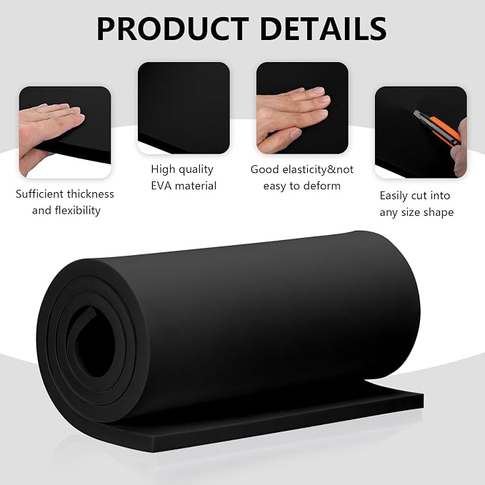 15mm Thick Black Eva Foam Cosplay Sheets roll, 13.9" x 39" Premium eva Craft - Image 3