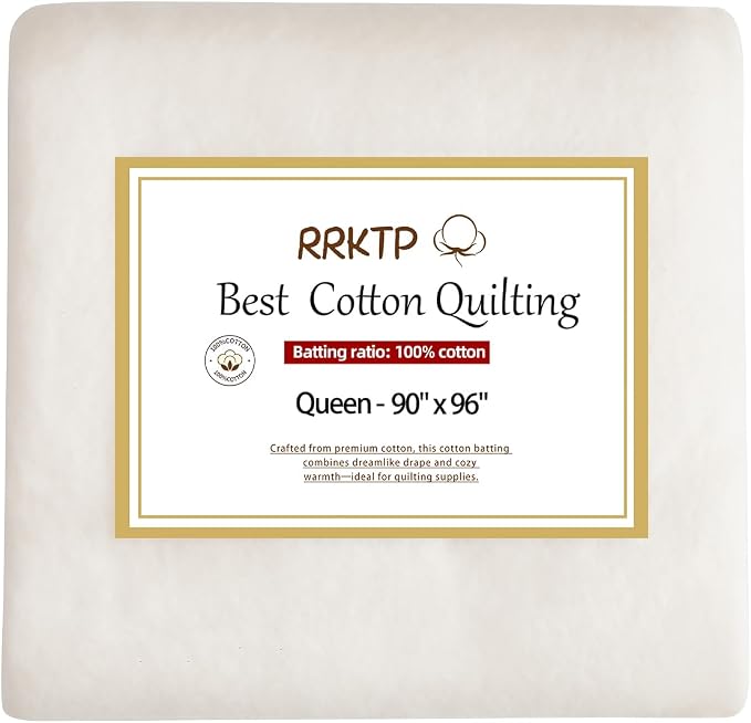 RRKTP Cotton Batting for Quilting，200 g/m² Lightweight Quilt Batting Queen by home