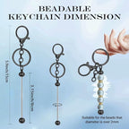 6Pcs Beadable Keychain Bars Blanks Bead Keychain Bar Metal Beaded Keychains - Image 2