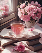 Books and Flowers Stamped Cross Stitch Kits，Flower Embroidery Starter Kit by Unknown