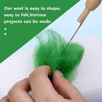 QMNNMA Wool Roving Bulk, 8.82oz Needle Felting Wool-Grass Green | Wool Roving - Image 5