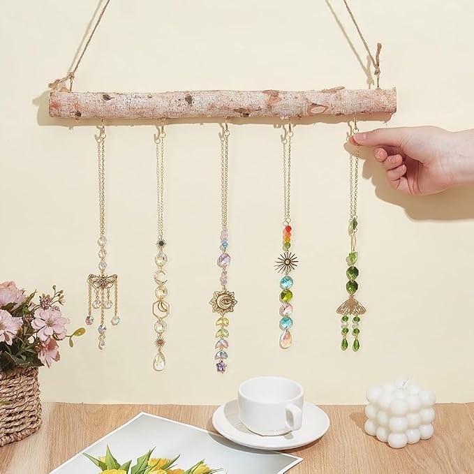 5 Hook Driftwood Jewelry Display Hanging Jewelry Organizers Vintage Drift Wood - Image 3