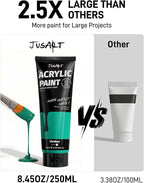 JusArt Green Acrylic Paint, 8.45oz/250ml Large Tube, Heavy Body Rich Pigment - Image 2