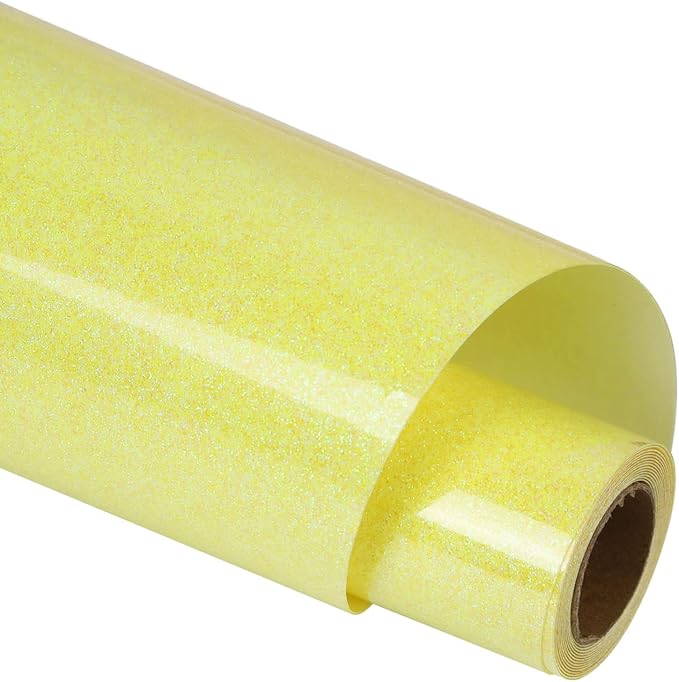 guangyintong Heat Transfer Vinyl Glow Glitter Light Yellow HTV Rolls, Glitter by guangyintong