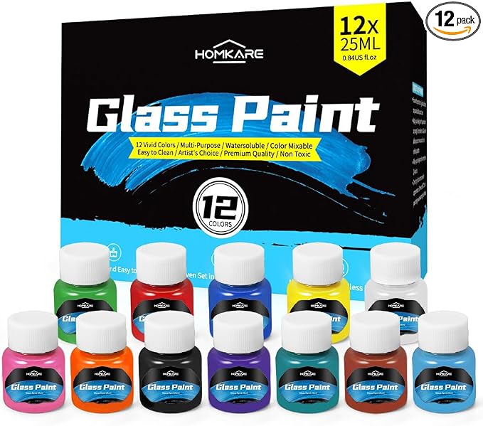 Glass Paint for Glass Painting, Stained Glass Paint for Adults, Artists & DIY by HOMKARE