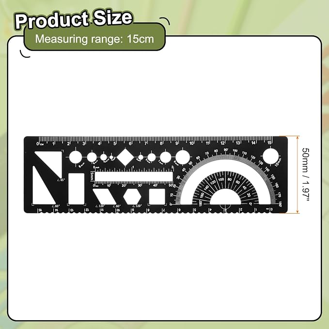 HARFINGTON Multifunctional Geometric Rulers 15cm Metric and SAE Aluminum - Image 2
